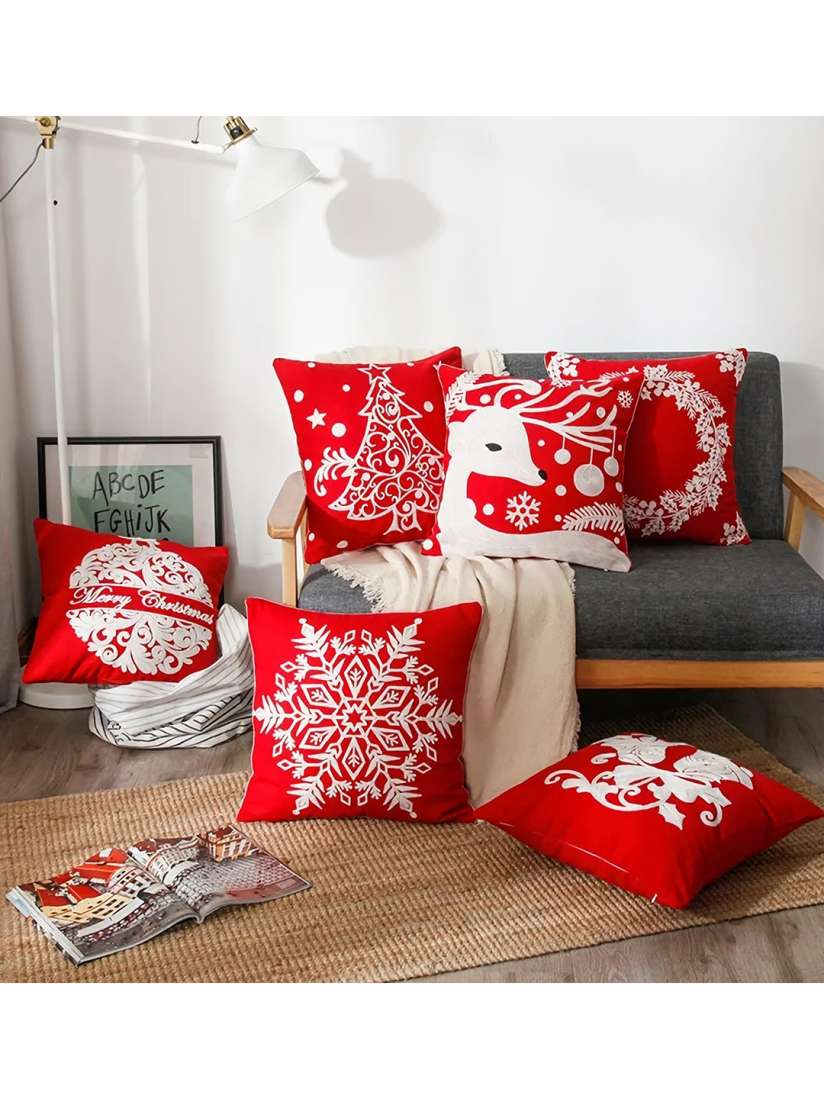 Buy STYBUZZ Red White Christmas Tree Embroidered Cushions Cushions for Unisex Kids 16450552 Myntra