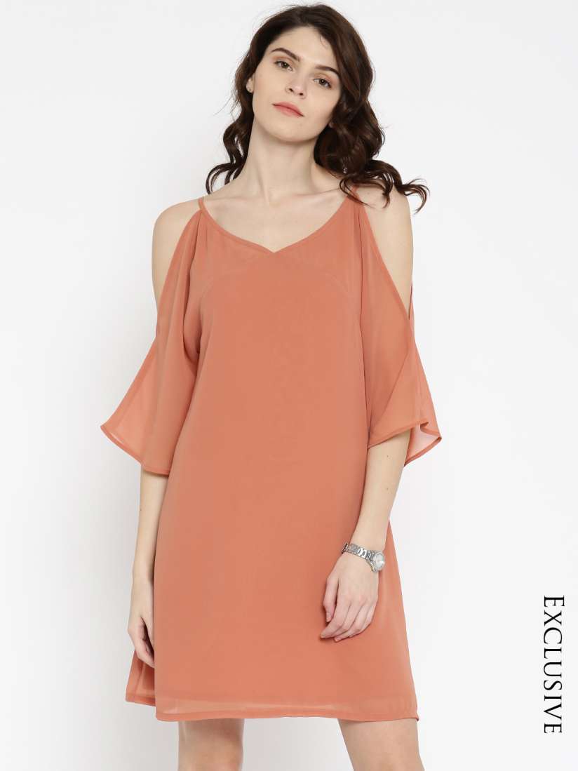 Peach cold shoulder dress store