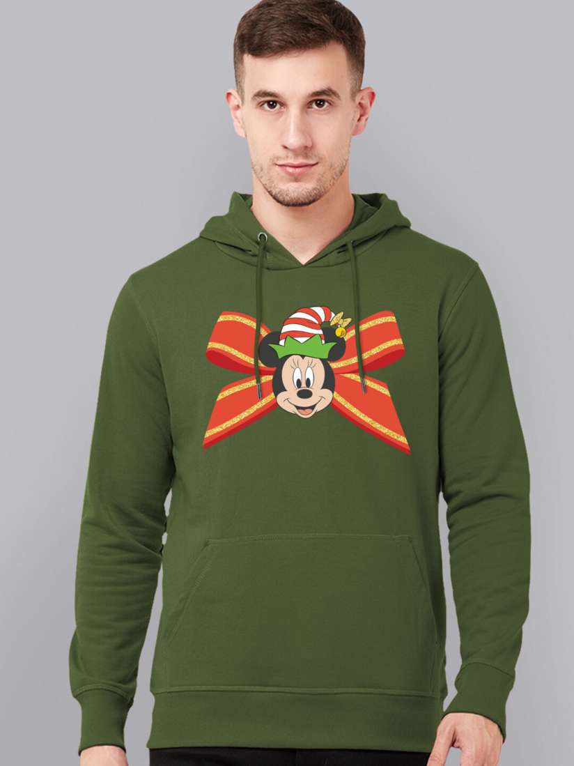 Buy Free Authority Men Green Mickey And Friends Christmas Printed Hooded Sweatshirt Sweatshirts for Men 16454588 Myntra