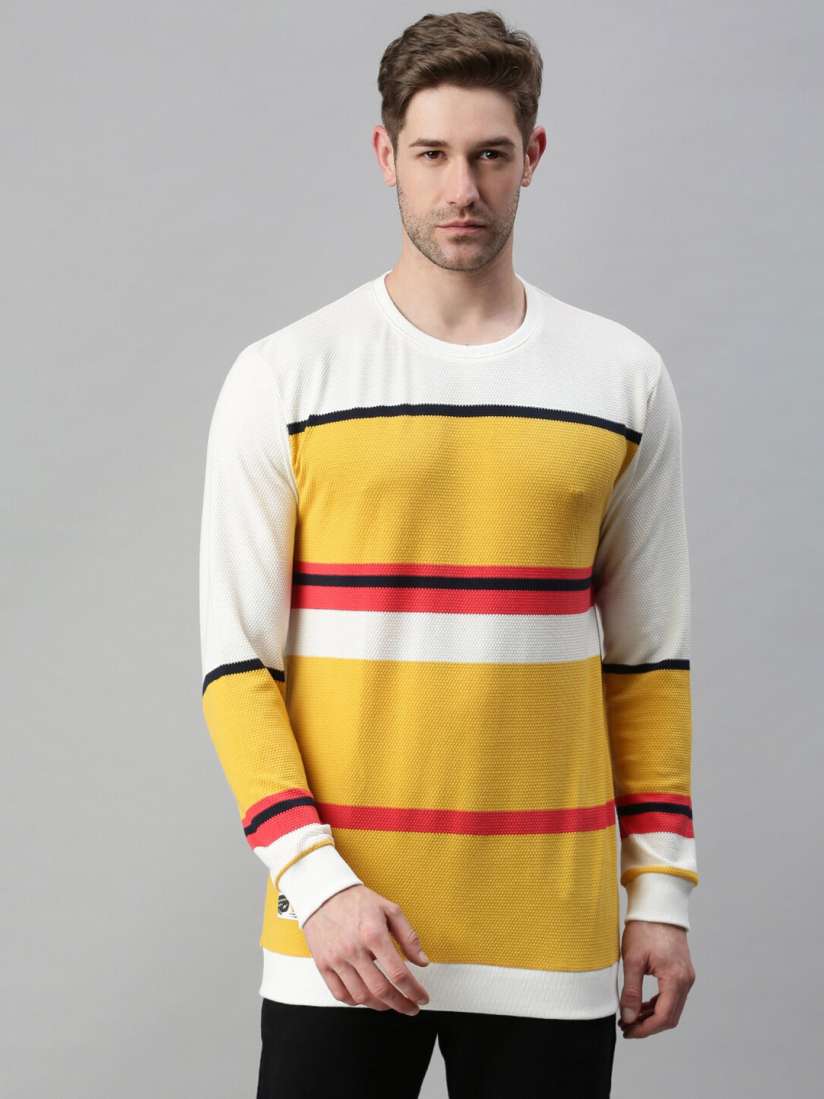 Yellow striped sweatshirt sales