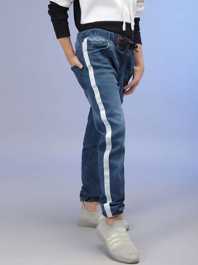 Buy Instafab Boys Blue Classic Slim Fit Side Striped Cotton Light Fade Jeans Jeans for Boys 16455330 Myntra