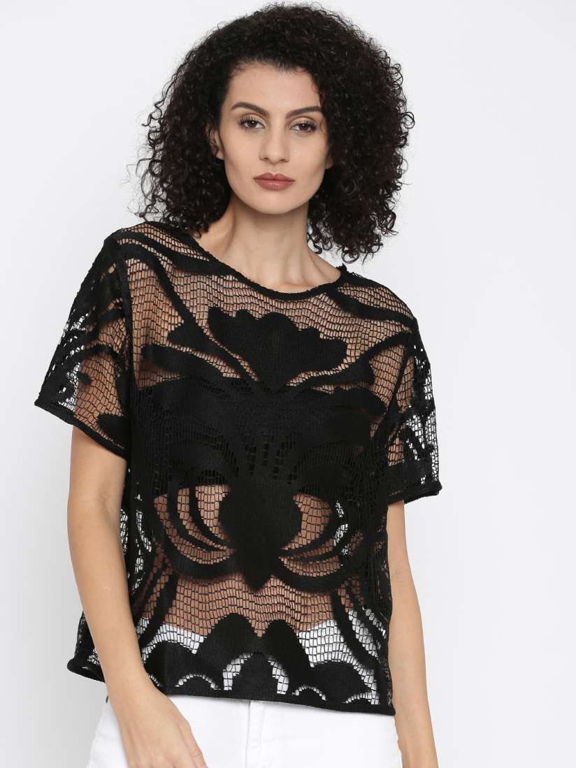 Buy FOREVER 21 Women Black Lace Top Tops for Women 1645710 Myntra
