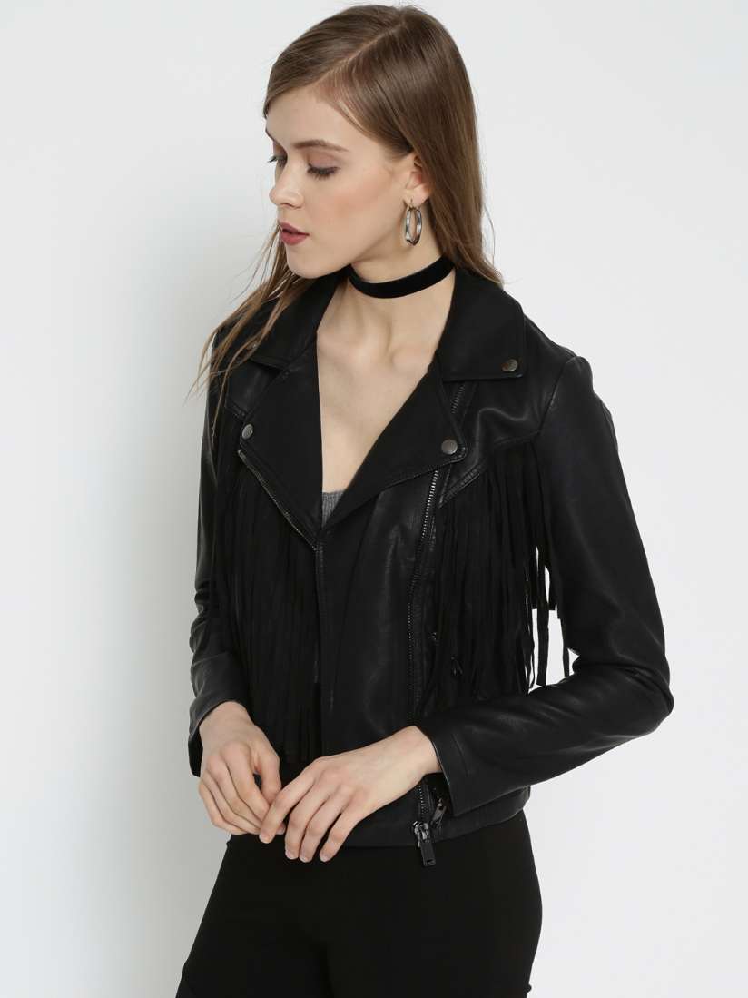 Black fringe jacket forever 21 hotsell