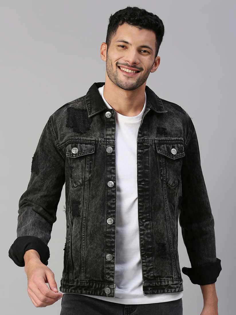 Buy High Star Men Black Washed Denim Jacket Jackets for Men 16465552 Myntra