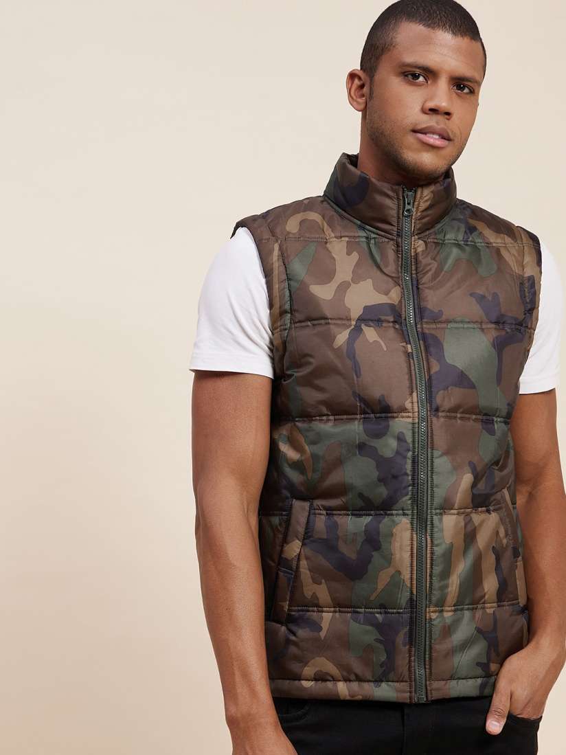 Buy MASCLN SASSAFRAS Men Green Camouflage Puffer Jacket Jackets for Men 16470344 Myntra