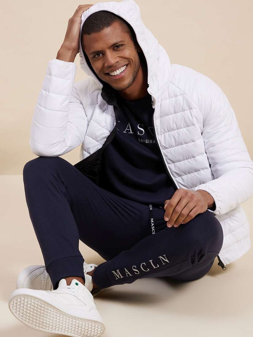 Buy MASCLN SASSAFRAS Men Navy Blue Embroidered Joggers Track Pants for Men 16470496 Myntra