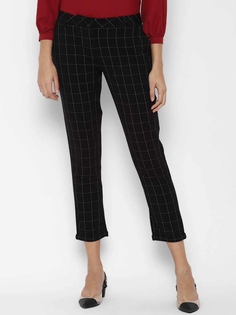 Buy Allen Solly Woman Women Black Checked Trousers Trousers for Women 16476780 Myntra