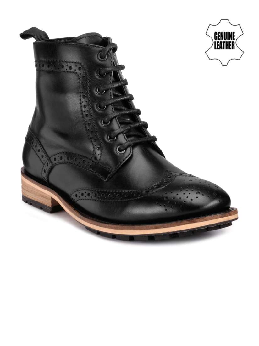 Buy Teakwood Leathers Men Black Solid Leather High Top Boots Casual Shoes for Men 1648227 Myntra