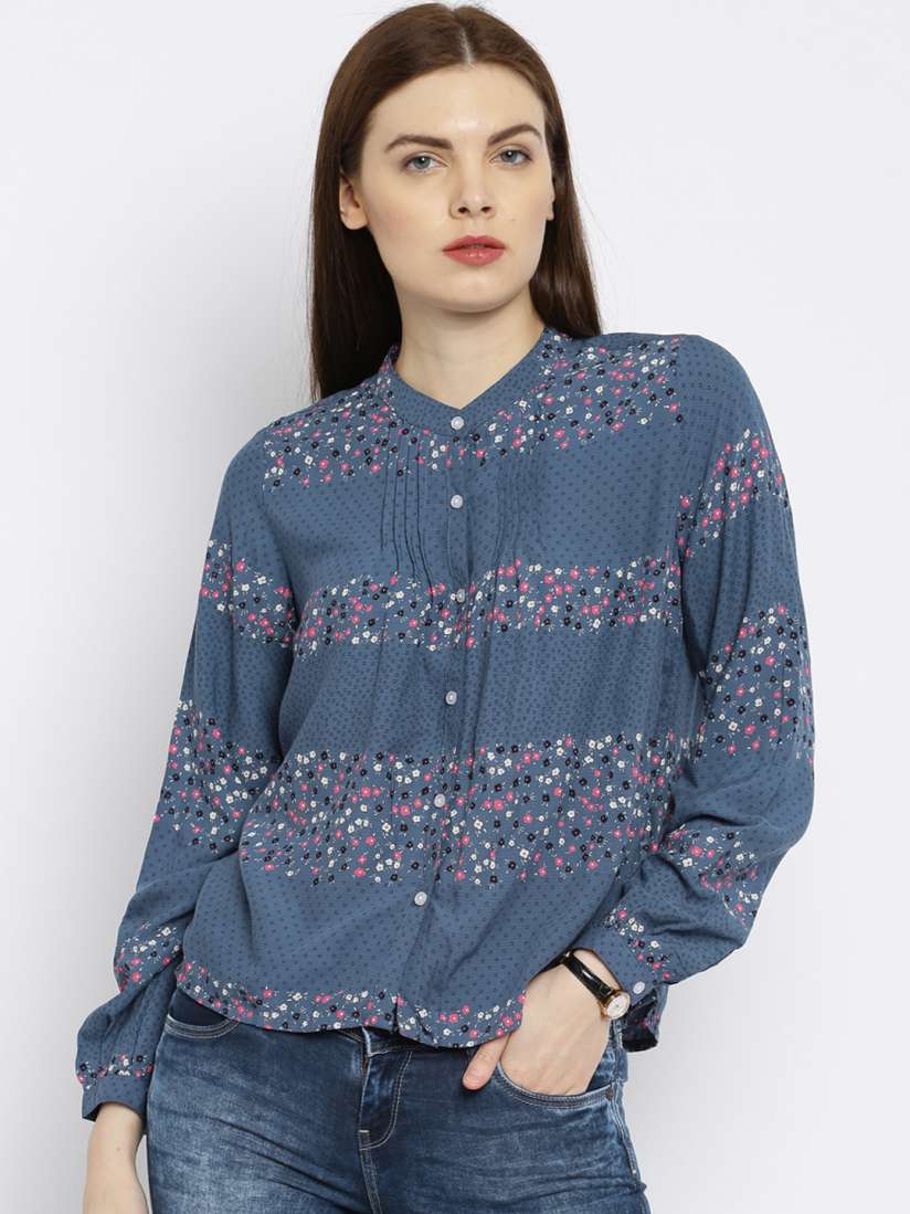 Buy Pepe Jeans Women Blue Printed Shirt Style Top Tops for Women 1648622 Myntra