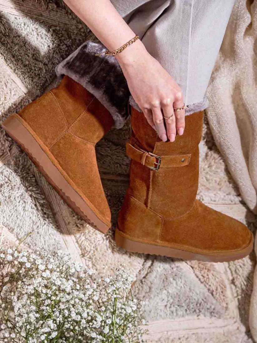 Tan leather wedge boots cheap