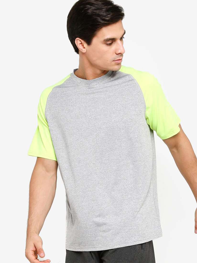 Buy ZALORA ACTIVE Men Grey Fluorescent Green Reflective Line