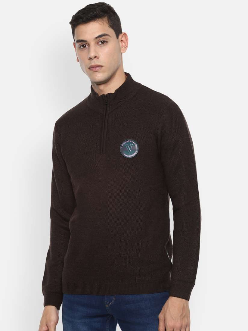 Buy Van Heusen Sport Men Brown Pure Cotton Pullover Sweaters for Men 16494516 Myntra