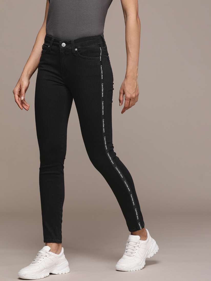 Buy Calvin Klein Jeans Women Mid Rise Skinny Fit Stretchable Jeans With Brand Logo Tape Detail Jeans for Women 16496844 Myntra