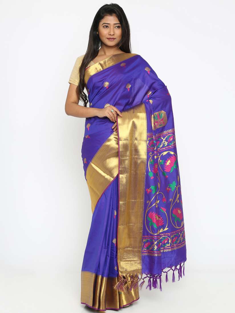 Buy Varkala Silk Sarees Blue Kanchipuram Silk Traditional Saree Sarees for Women 1650407 Myntra