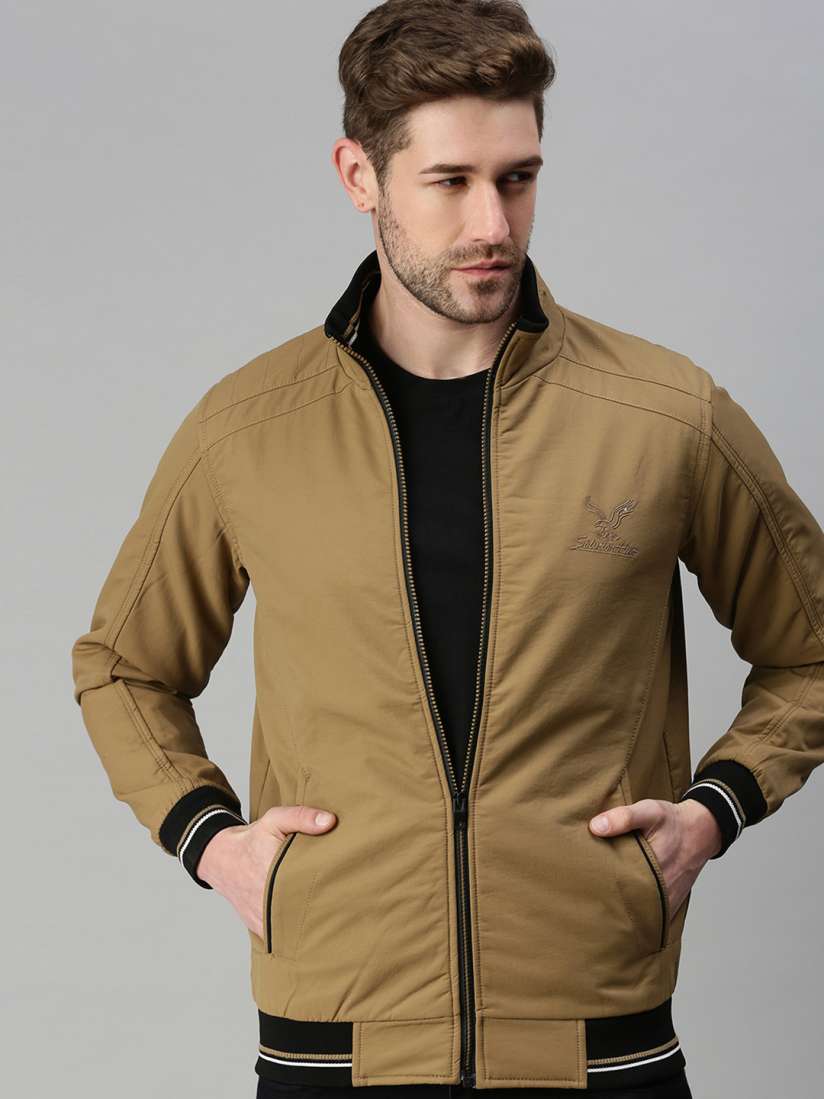 Buy SHOWOFF Men Camel Brown Lightweight Bomber Jacket Jackets for Men 16506392 Myntra