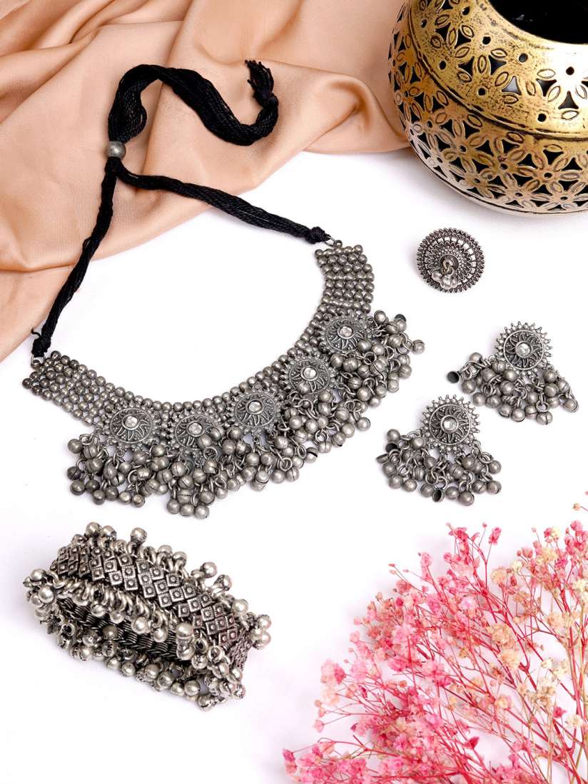 Buy TEEJH Oxidized Silver Toned Rai Jewelry Set Jewellery Set for Women 16514576 Myntra