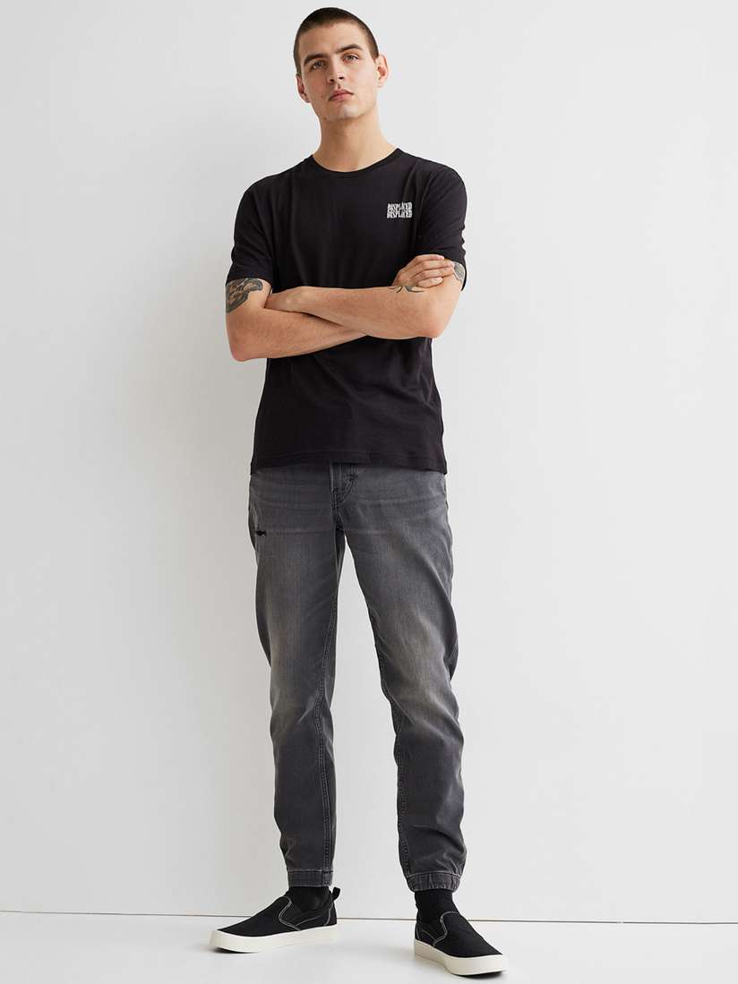 Buy H&M Men Grey Hybrid Regular Tapered Joggers Jeans for Men