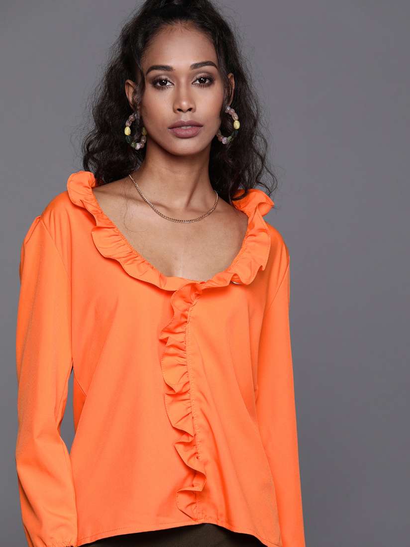 Ruffle neck top new arrivals