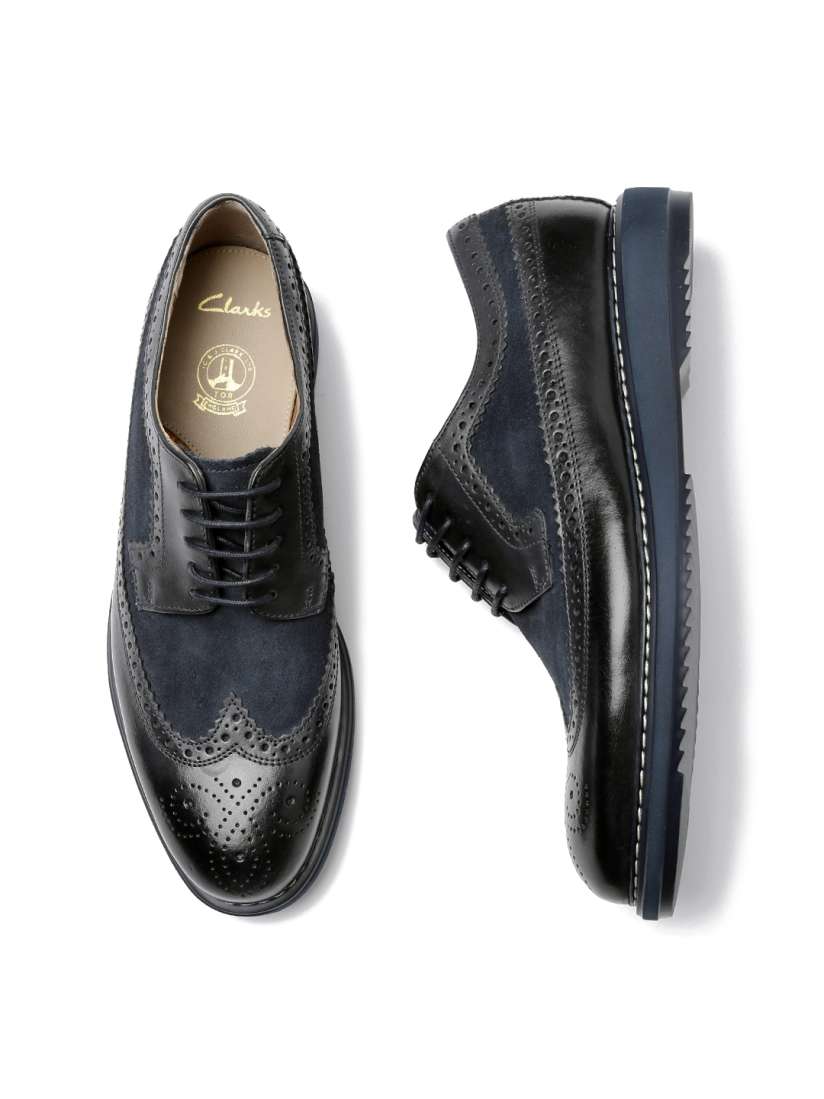 Buy Clarks Men Black Navy Limit Leather Brogues Formal Shoes for Men 1652975 Myntra