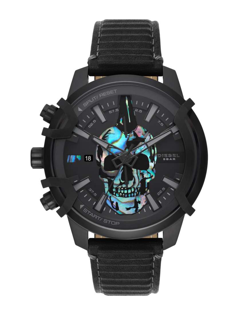 Buy DIESEL Men Black Skeleton Dial Black Leather Straps Analogue Watch Watches for Men 16533526 Myntra