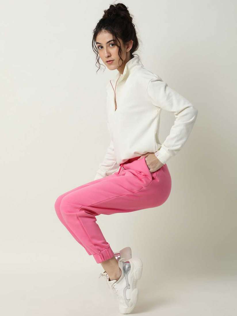 Pink slim fit joggers shop