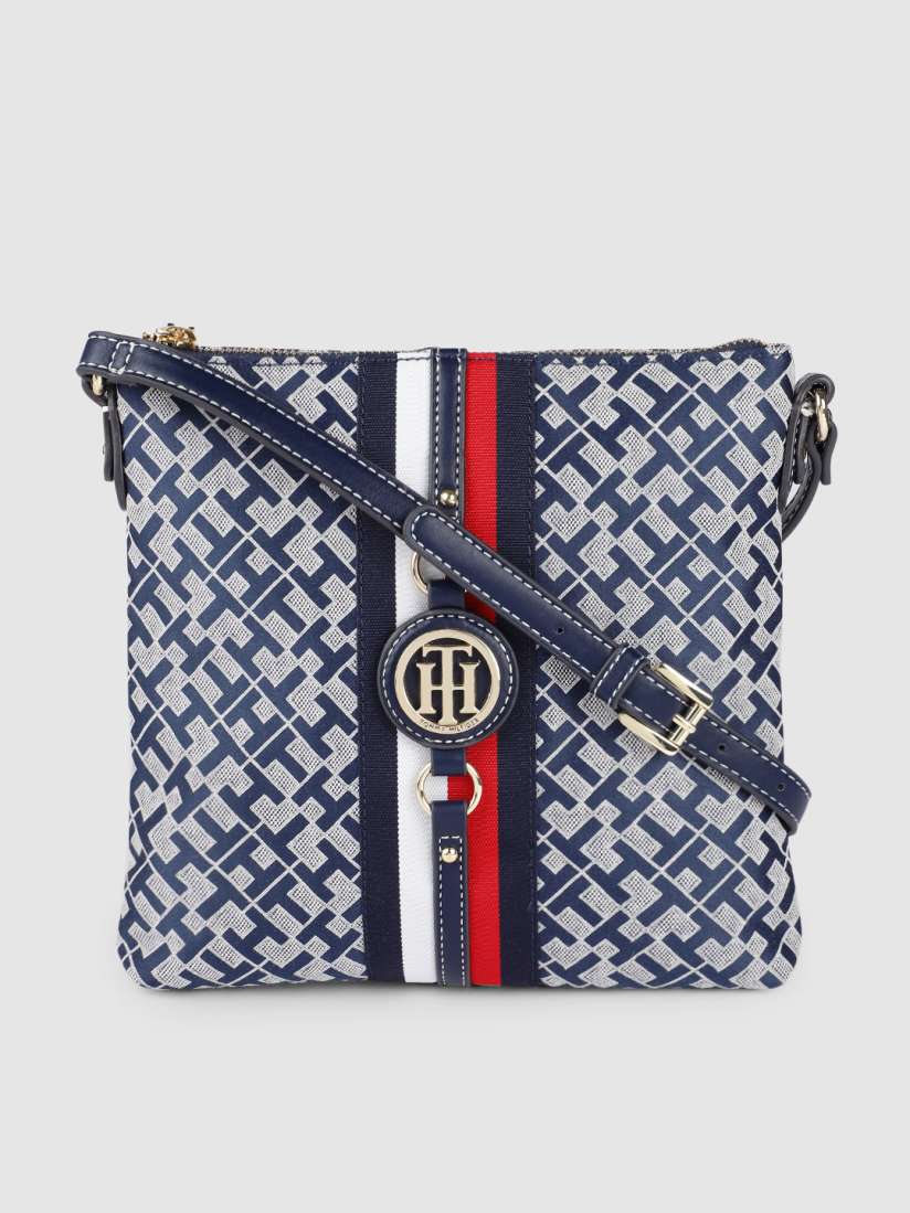 Buy Tommy Hilfiger Navy Blue White NS XBODY Logo Printed Structured Sling Bag Handbags for Women 16547008 Myntra