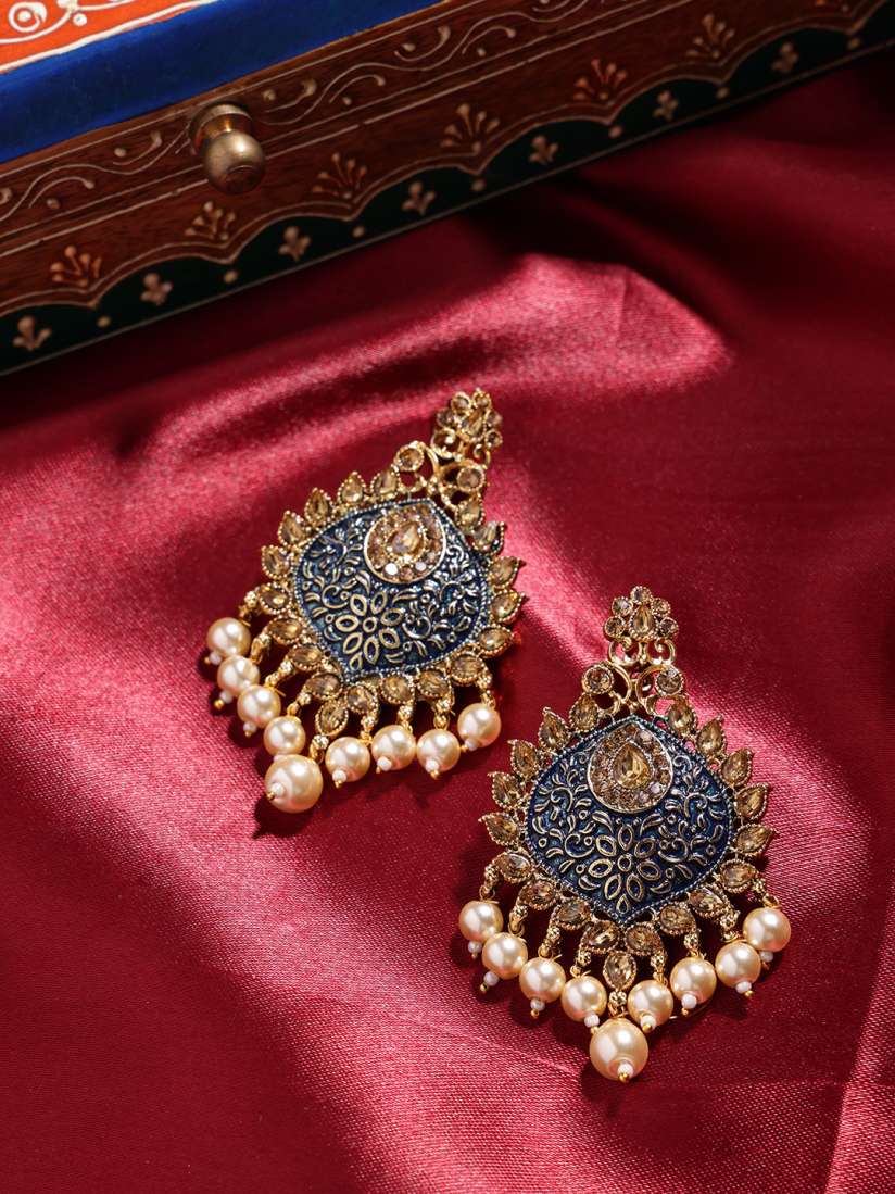 Buy PANASH Gold Toned Floral Drop Earrings Earrings for Women 16549286 Myntra