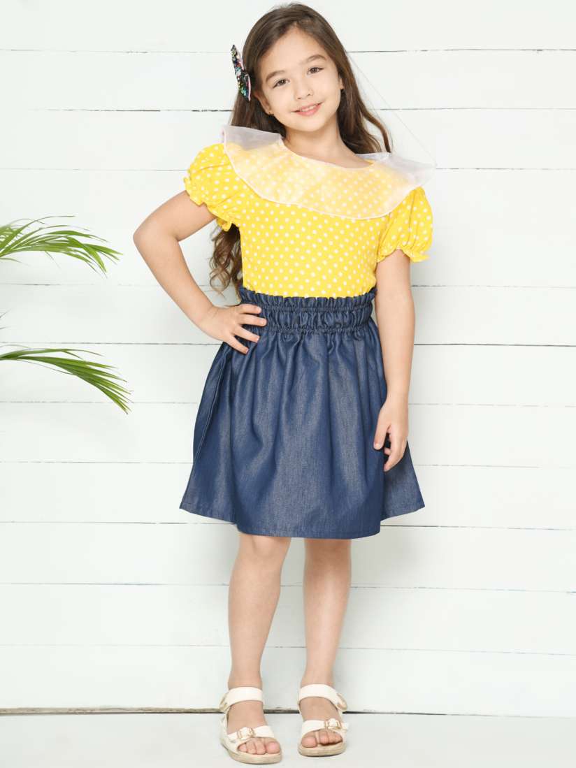 Light blue skirt yellow top best sale