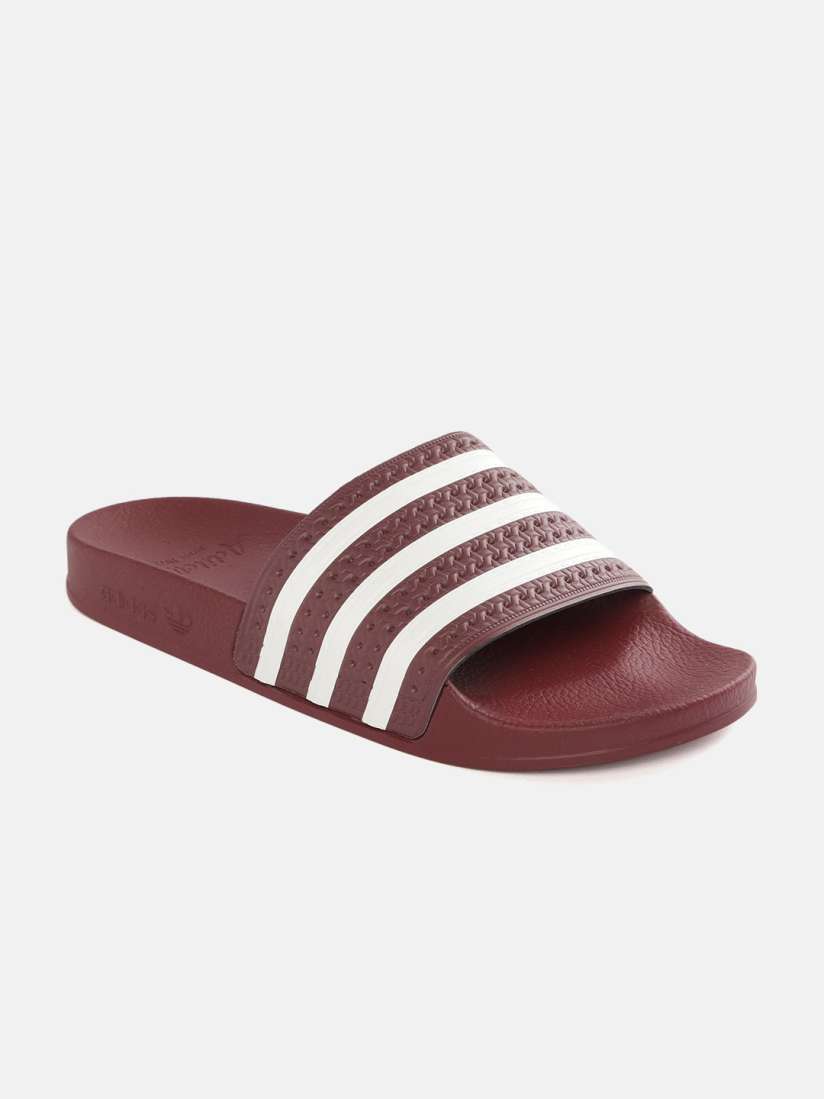 Buy ADIDAS Originals Unisex Maroon White Adilette Textured Striped Sliders Flip Flops for Unisex 16558744 Myntra