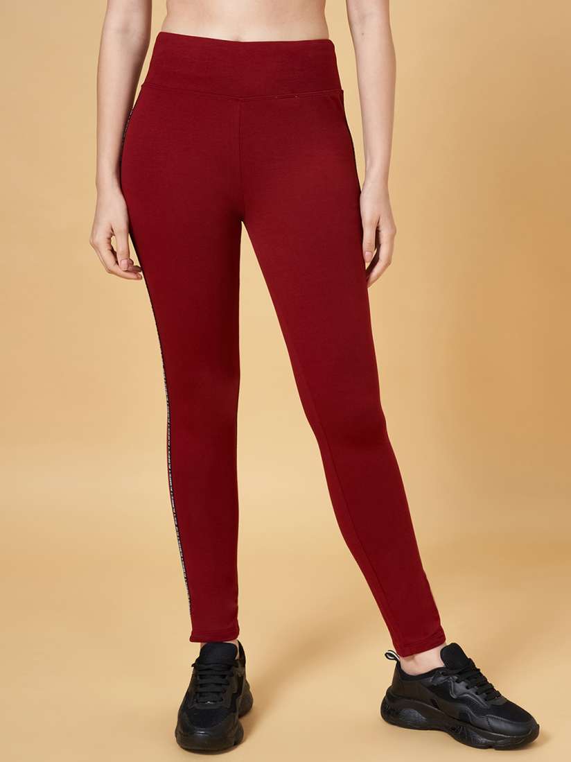 Buy Ajile by Pantaloons Women Maroon Solid Pure Cotton Tights Tights for Women 16561596 Myntra