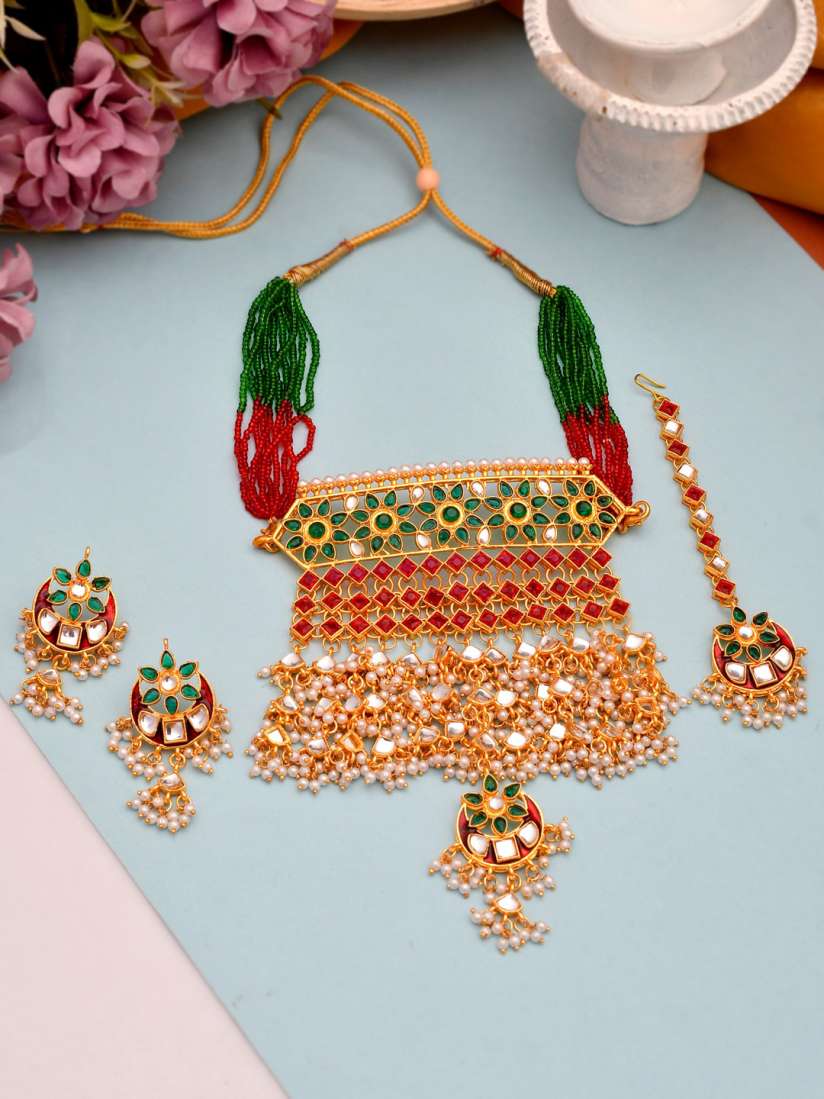 Buy Silvermerc Designs Gold Plated Traditional Kundan Choker Rajputi Bridal Jewellery set Jewellery Set for Women 16569222 Myntra