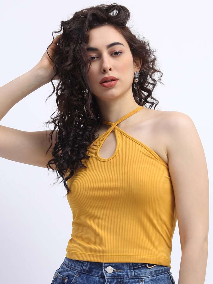 Buy Tokyo Talkies Yellow Halter Neck Top Tops for Women 16569552 Myntra