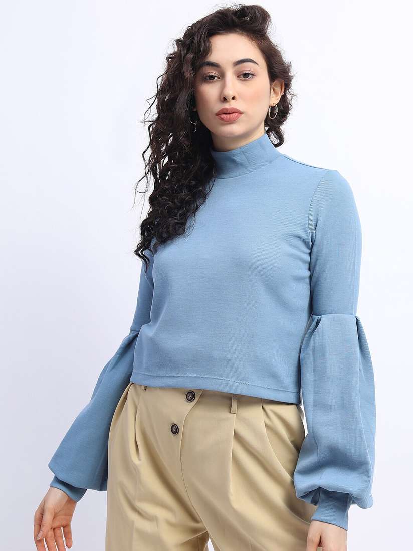Tokyo Talkies Cropped Blue Sweater Tokyo Talkies Blue Bishop