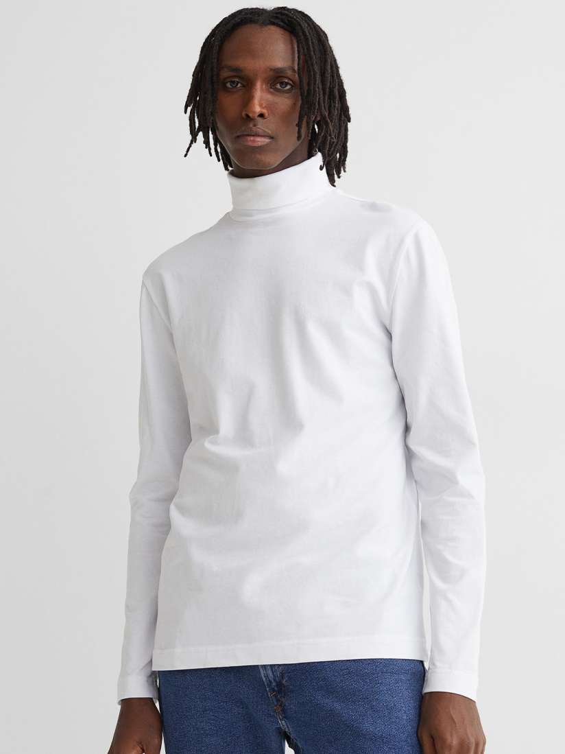 Buy H M Men White Solid Slim Fit Cotton Polo Neck Top Sweatshirts for Men 16570540 Myntra