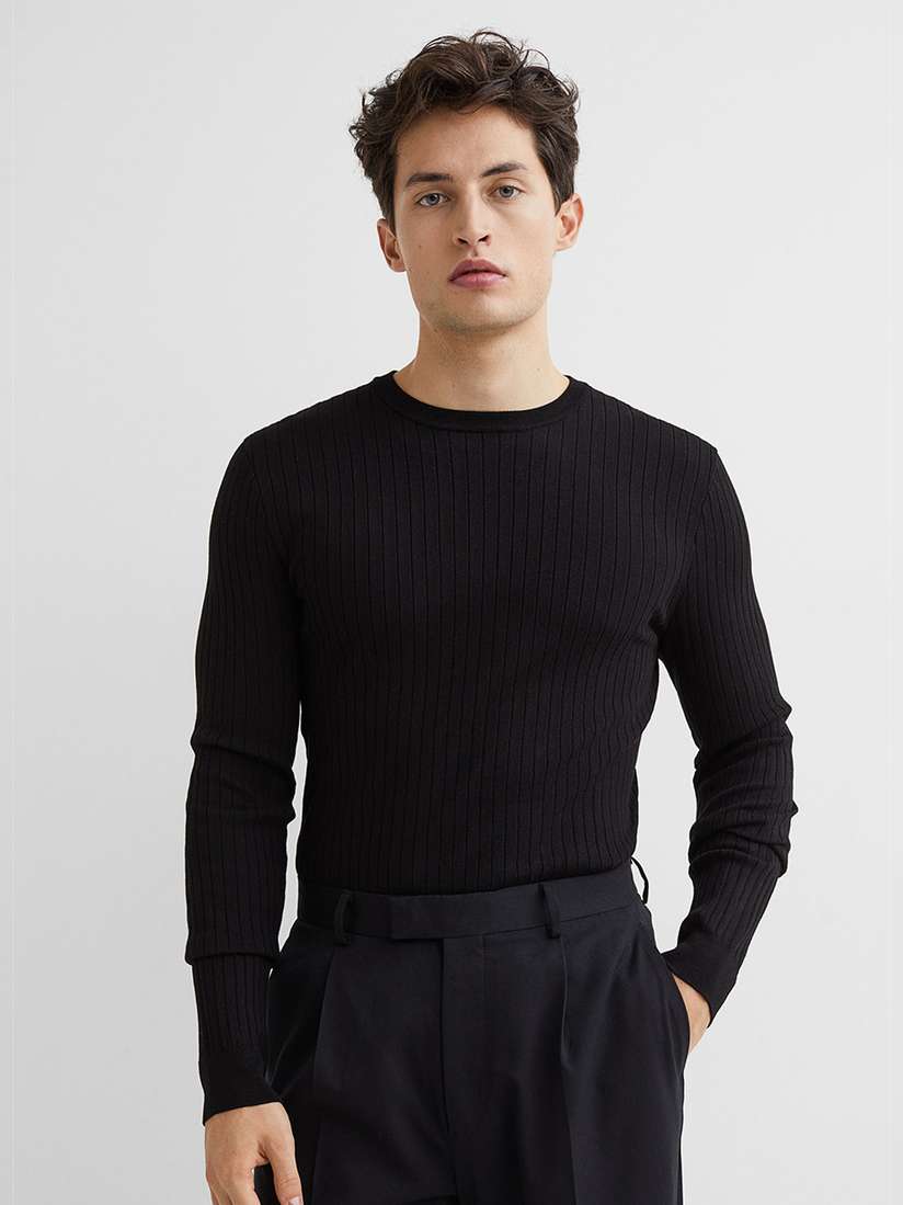 H&m Grey Muscle Fit Jumper Jumper H&m Mens H&M Men Grey