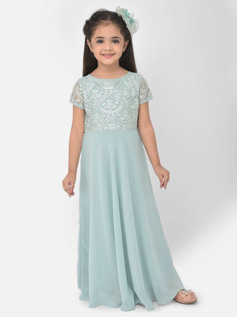 Buy Eavan Blue Georgette Maxi Dress Dresses for Girls 16571346 Myntra