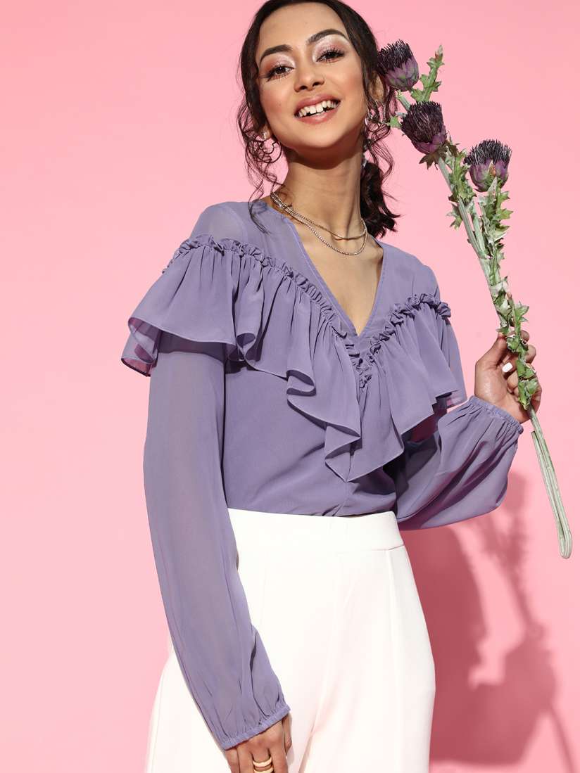 Lavender ruffle top clearance