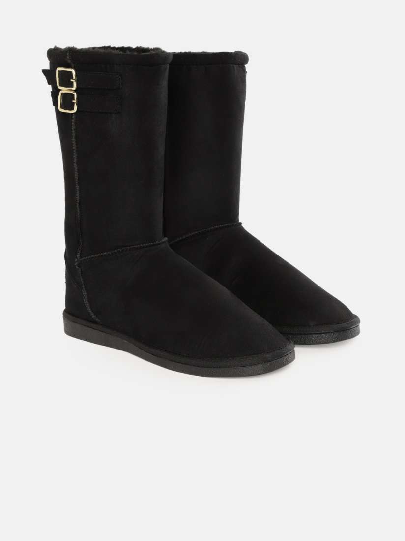 Buy Carlton London Women Black High Top Uggs Boots for Women 16577222 Myntra