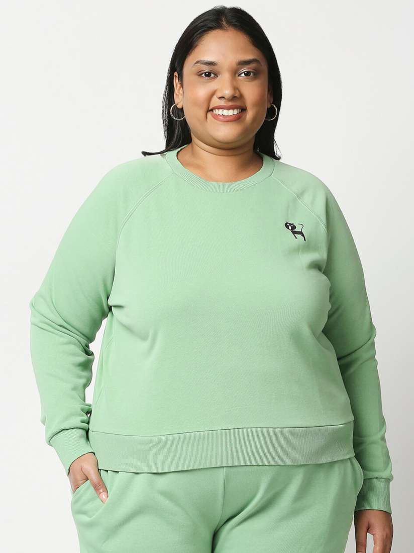 Buy 20Dresses Women Plus Size Green Solid Round Neck Sweatshirt Sweatshirts for Women 16583266 Myntra