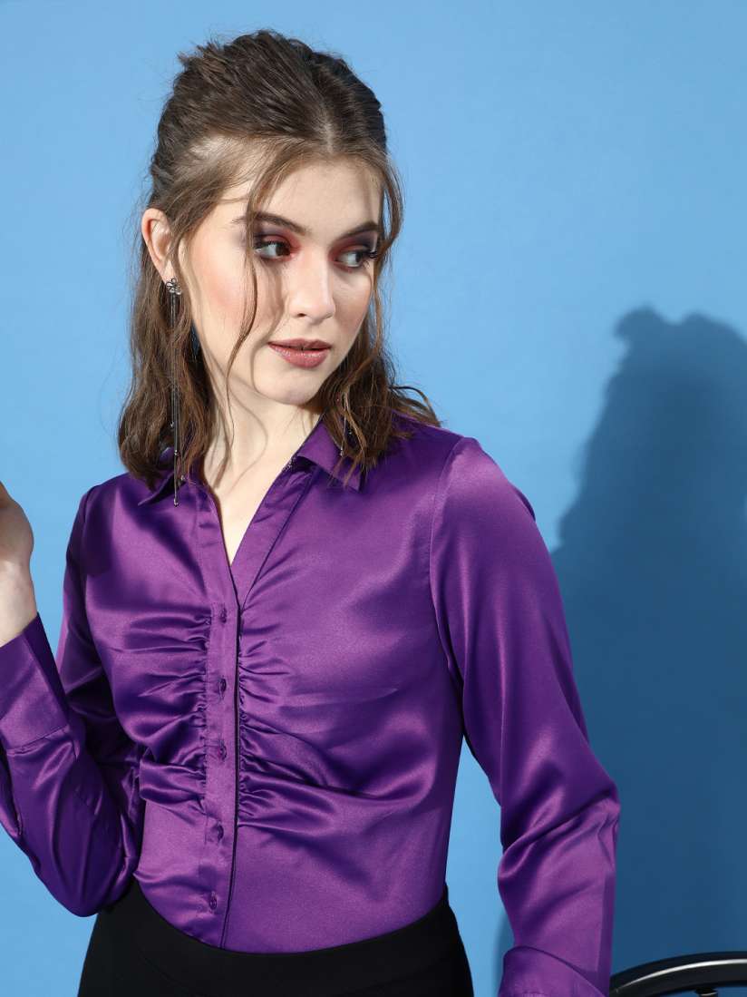 Satin purple top sales