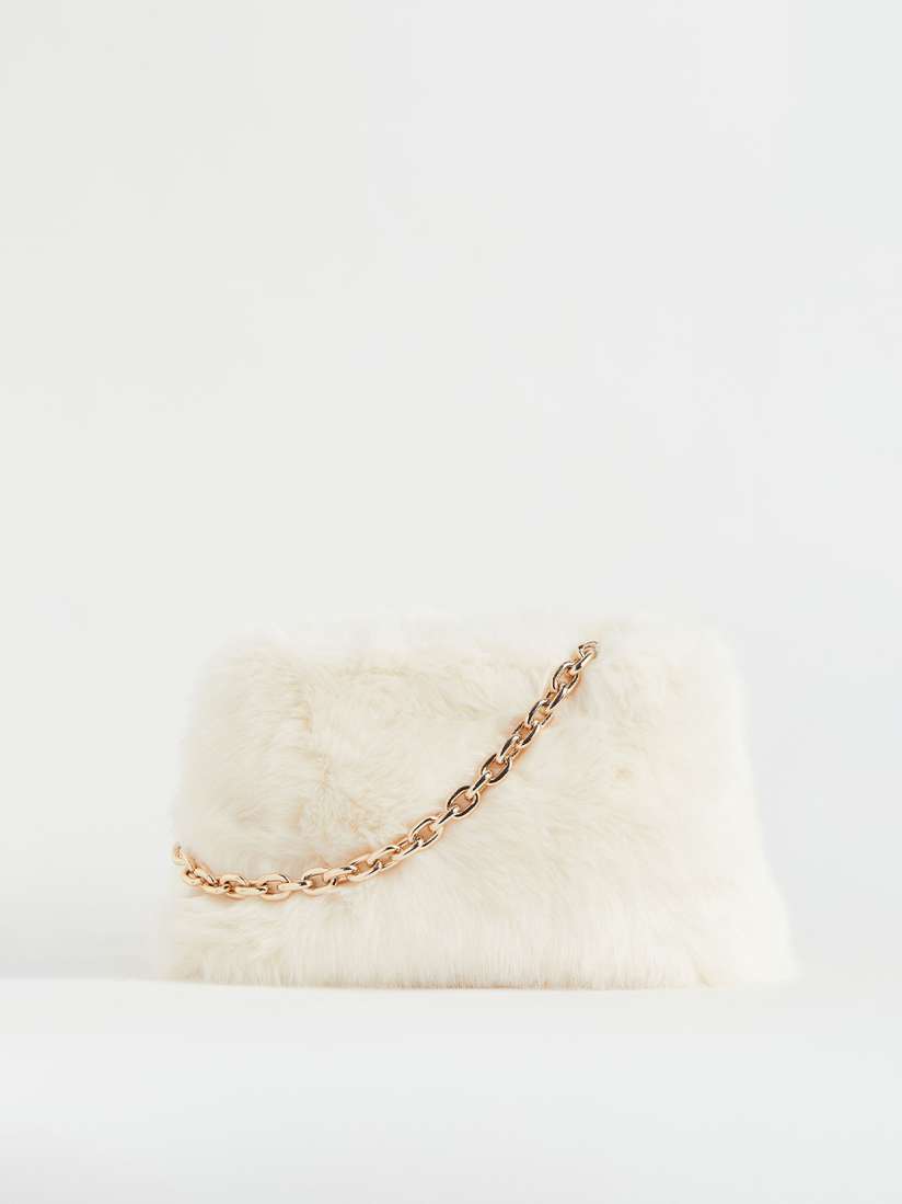 White fur clutch bag top