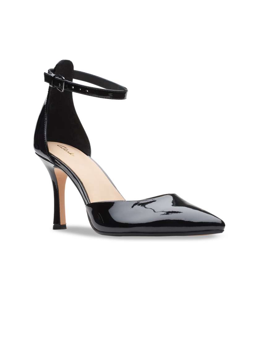 Clarks black leather pumps store