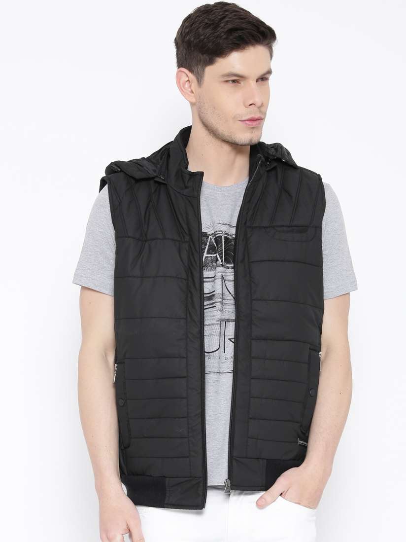 Buy Monte Carlo Black Sleeveless Jacket with Detachable Hood Jackets for Men 1659956 Myntra