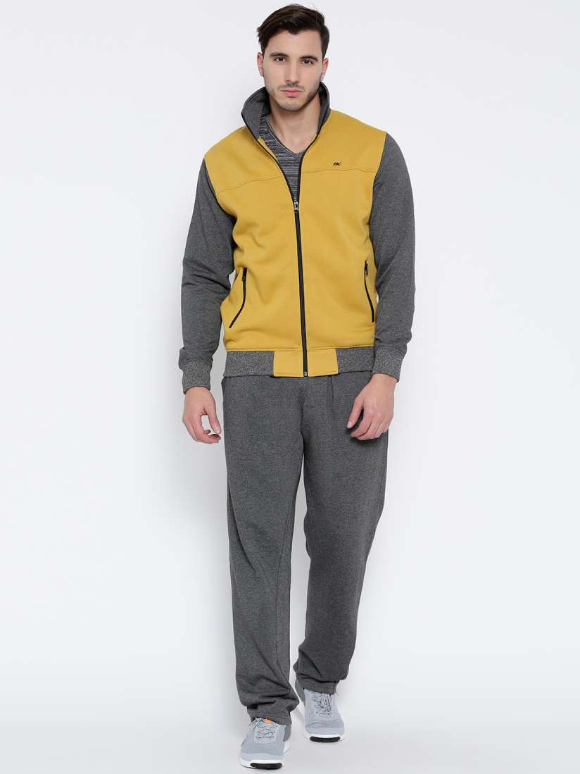 Buy Monte Carlo Mustard Yellow Grey Colourblocked Tracksuit Tracksuits for Men 1660090 Myntra