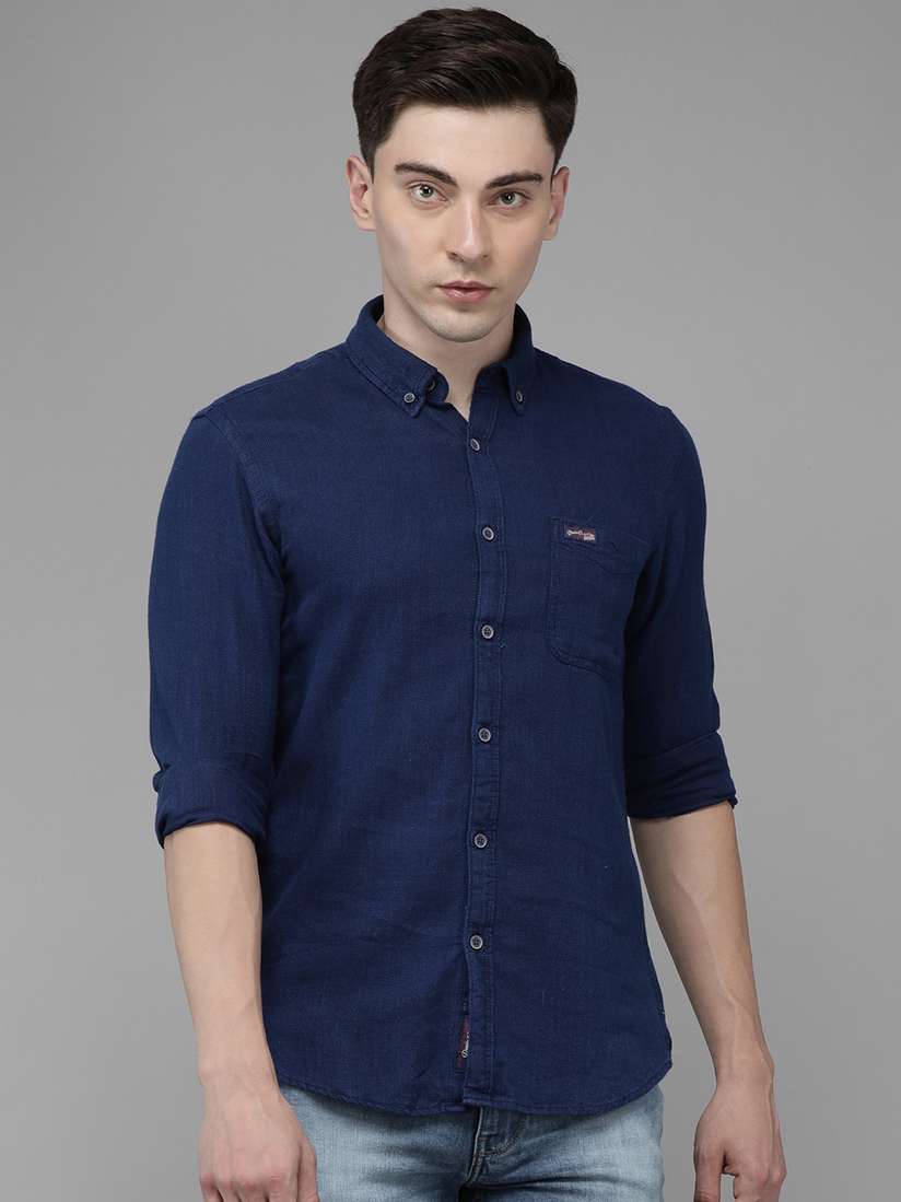 Denim Tops Us Polo Denim Shirt POLO Men Solid Slim Fit Denim Shirt