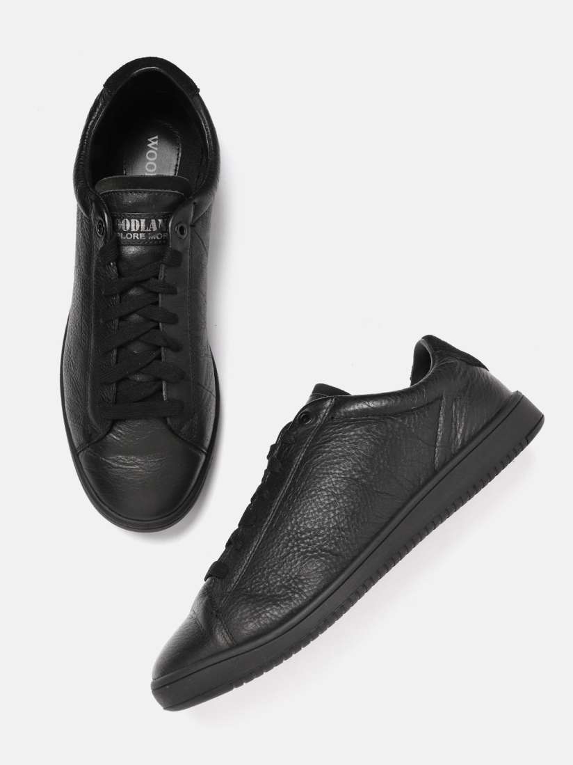 Woodland men's black leather sneakers outlet