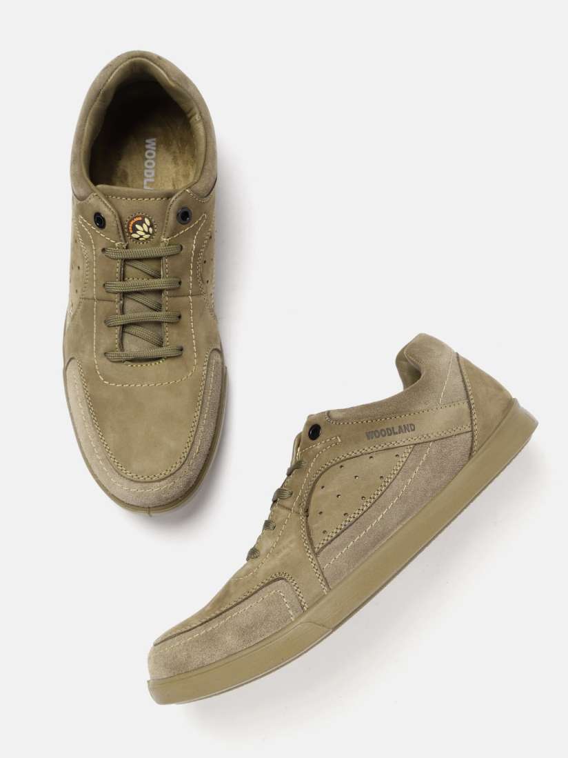 Buy Woodland Men Olive Green Leather Sneakers Casual Shoes for Men 16605274 Myntra