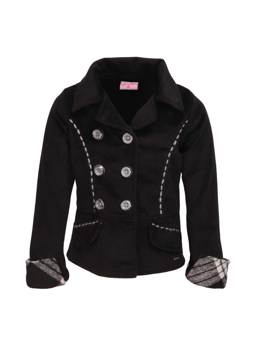 Buy CUTECUMBER Girls Black Pea Coat Coats for Girls 1660881 Myntra