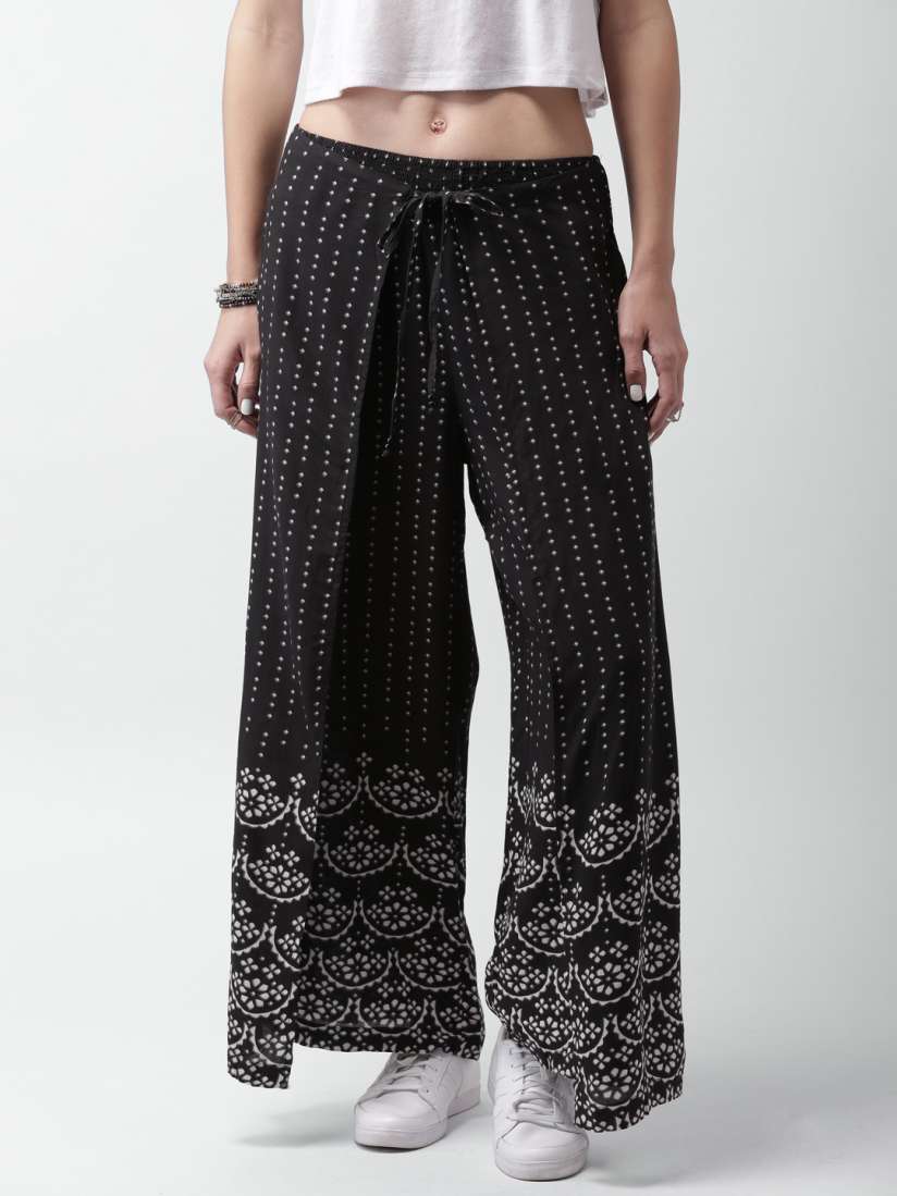 Black palazzo pants myntra shop