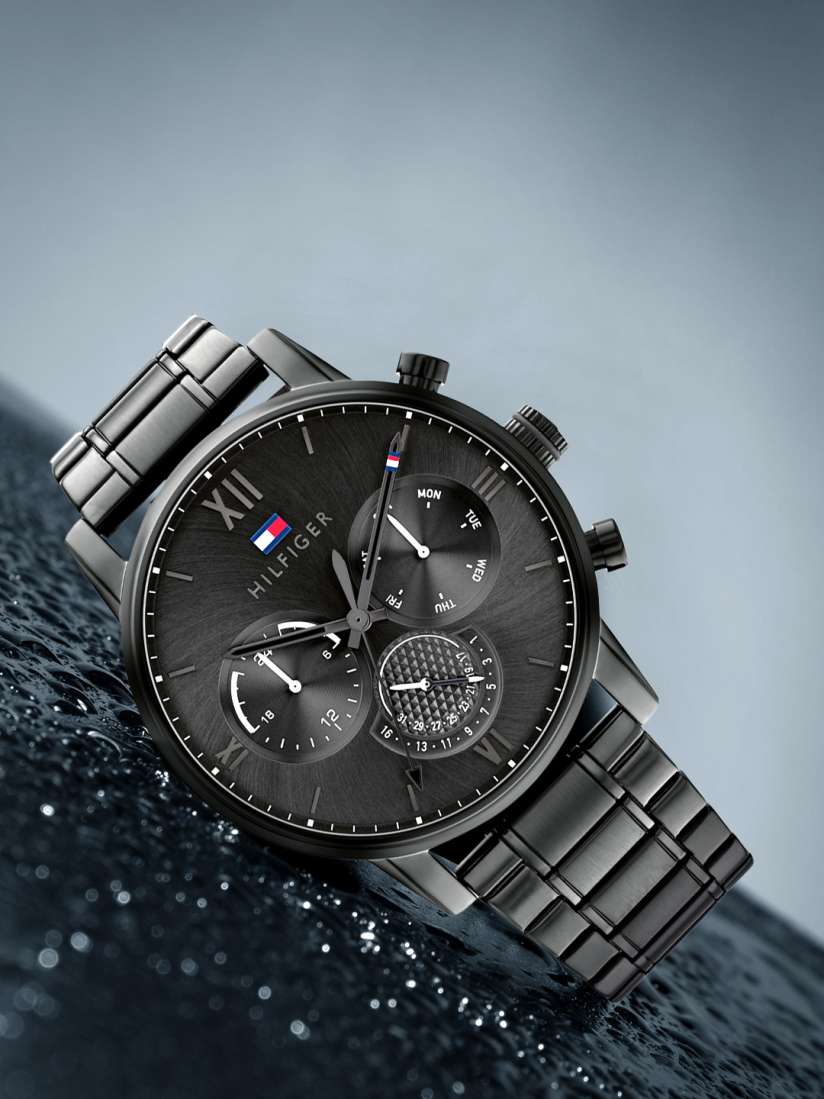 All black tommy hilfiger watch clearance